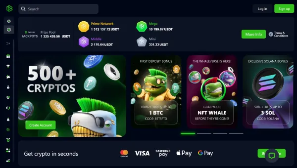 Bets.io casino homepage