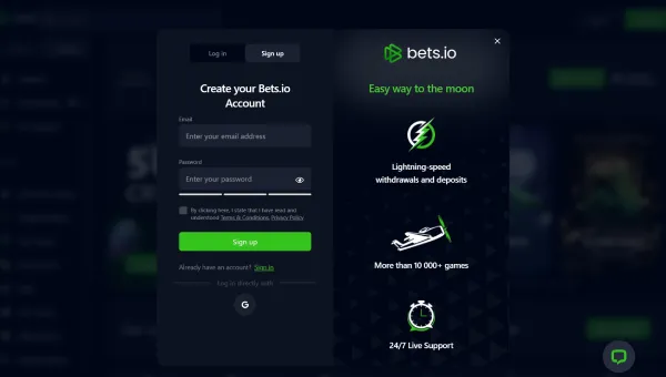 Bets.io casino signup