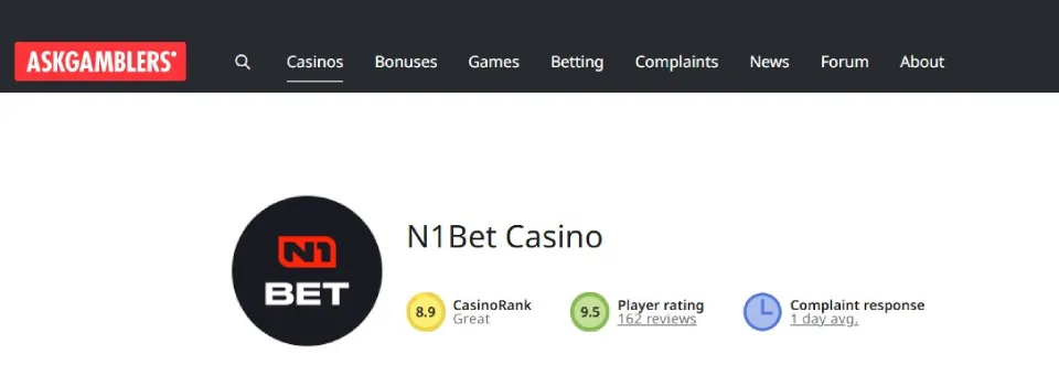 N1bet Casino Askgamblers Ranking