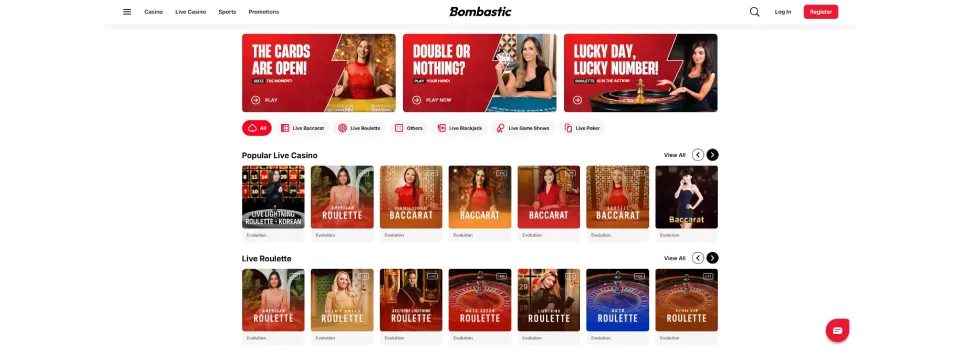 Bombastic Casino Live Dealer Games