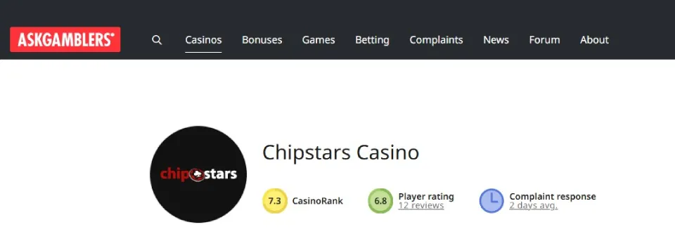 Chipstars Casino Askgamblers Ranking