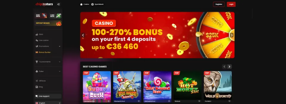 Chipstars Casino Homepage