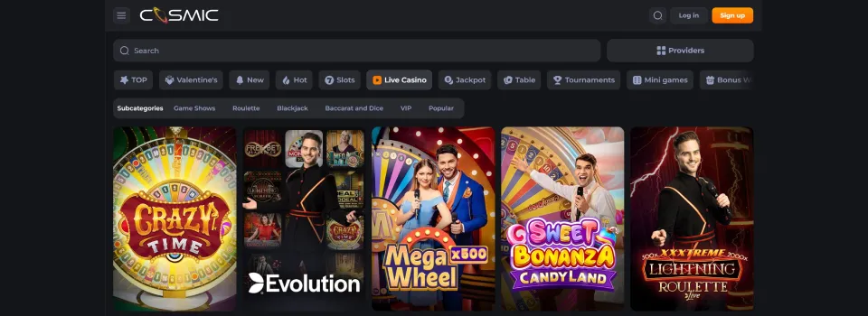 Cosmicslot Casino Live Dealer Games