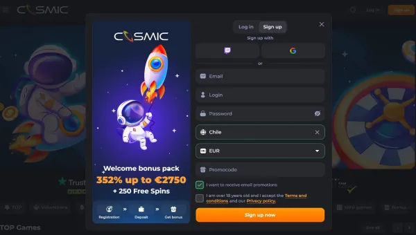 Cosmicslot Casino Signup