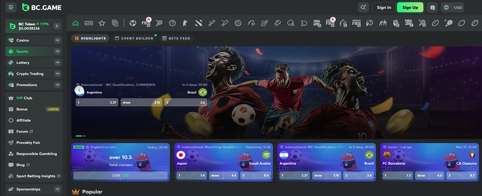 BC.Game football betting