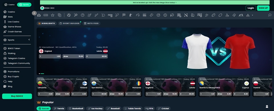 MegaDice football betting