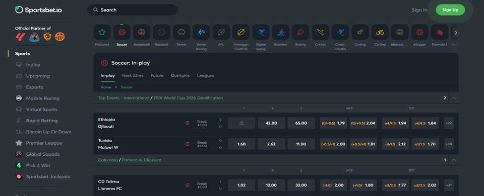 Sportsbet.io football betting