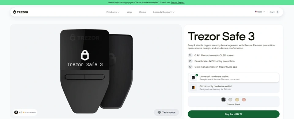Trezor Safe 3 Wallet Trezor Safe 3 Wallet