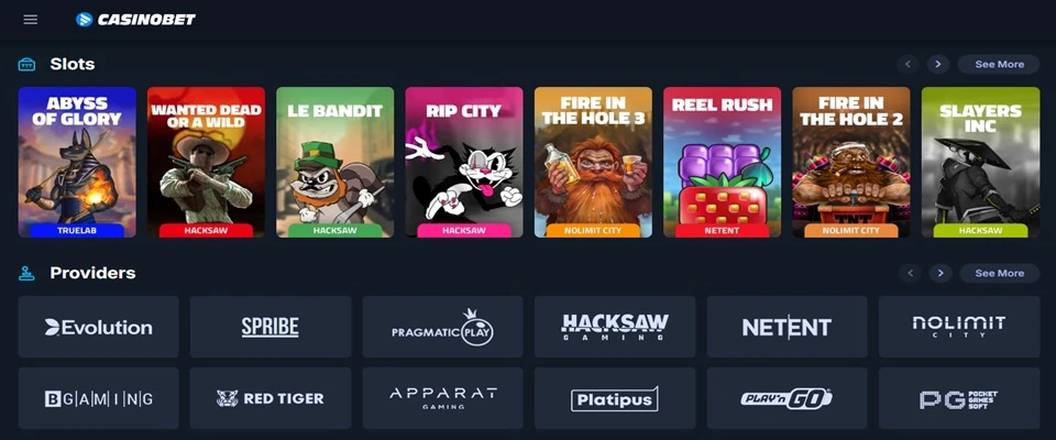 Casinobet Game Selection