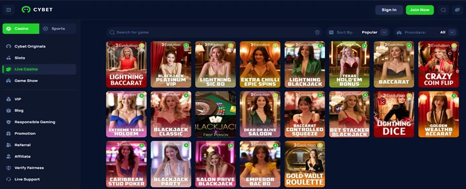 Cybet Live Casino