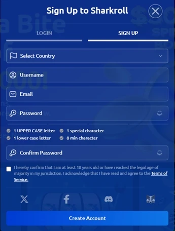 Sharkroll Casino Registration