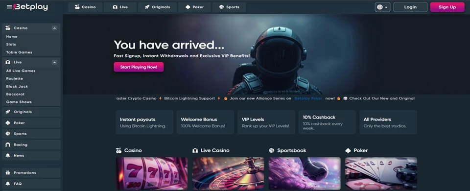 Betplay casino homepage