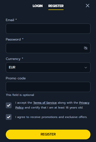 MAX Casino Registration