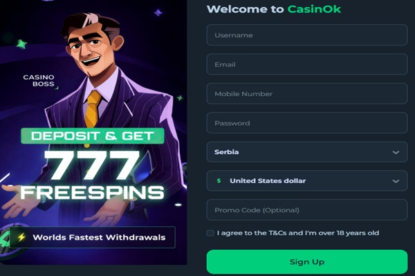 CasinOK Sign Up process